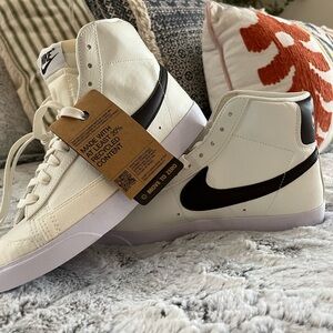 Nike Cream and Black High-Top Sneakers